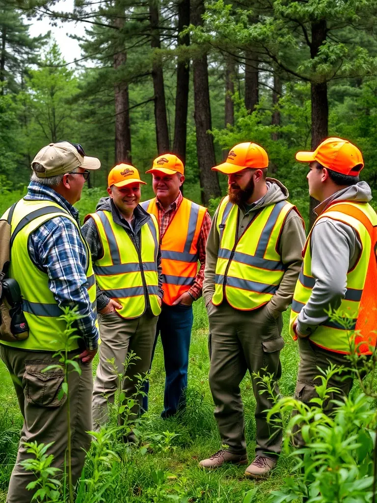 A photograph capturing a group of SCHL members participating in a controlled hunt, showcasing responsible hunting practices and wildlife management.