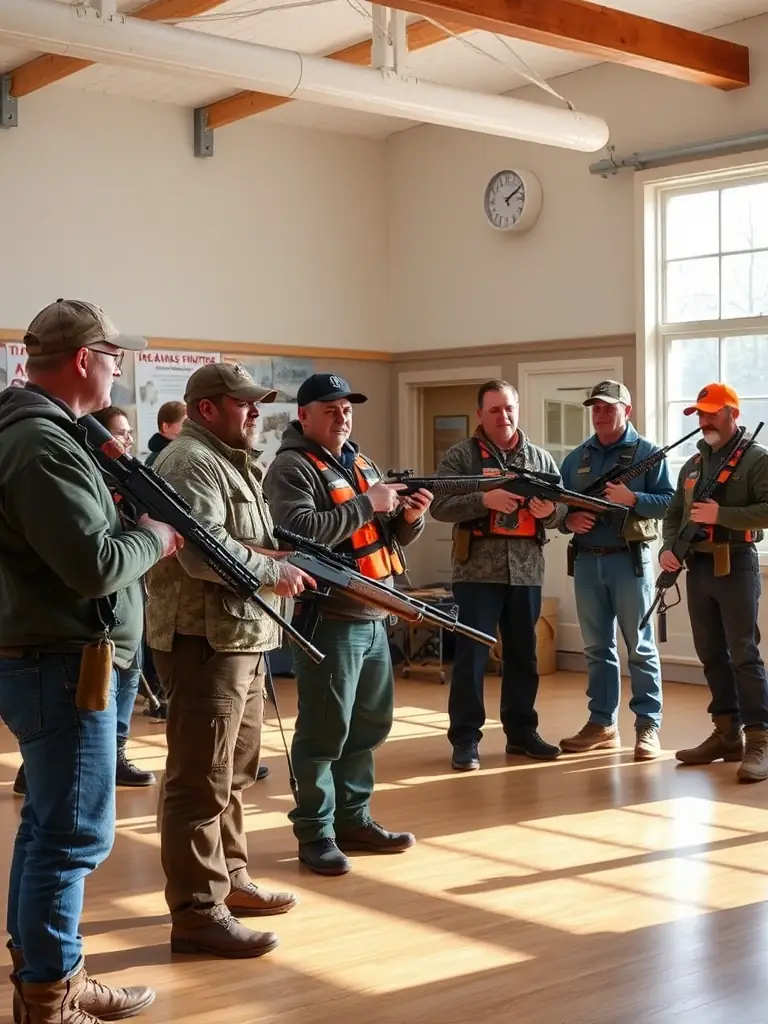 A picture of SCHL members participating in a training session on hunting safety and regulations, emphasizing the group's commitment to education.